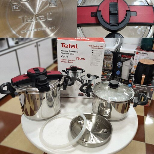 زودپز دوقلو کلیپسی روگازی برند تفال 7و5 لیتر مدل Tefal