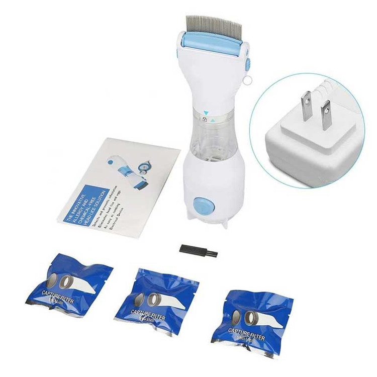 پکیج شانه الکتریکی شپش گیر v-comb همراه با فیلتر